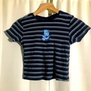 Blue care bares crop top